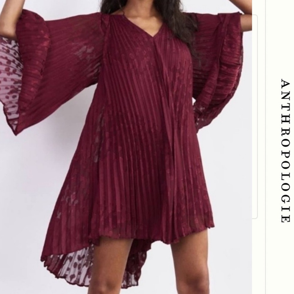 Anthropologie Wine Red Garnet Shift Dress